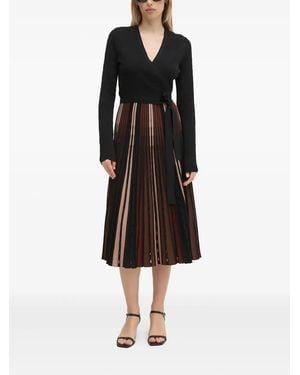 Diane von Furstenberg Wrap Pleated Midi Dress - Black