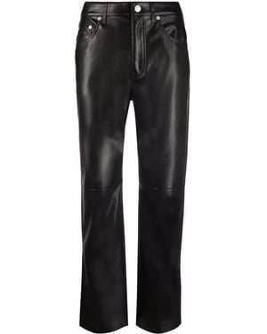 Nanushka Faux-Leather Cropped Straight-Leg Trousers - Black