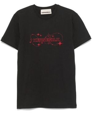 Kerne.Milk Embroidered-Logo T-Shirt - Black