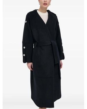 Beatrice B. Jas Met Knoopdetail En Ceintuur - Zwart