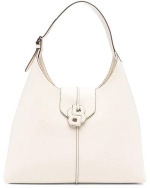 BOSS Anett Logo-Plaque Shoulder Bag - White
