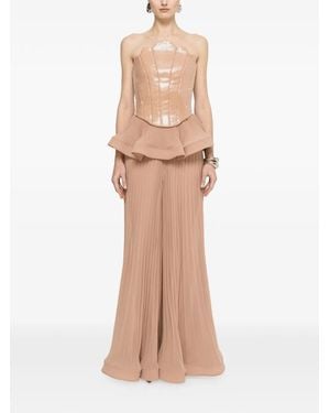Nissa Pleated Palazzo Trousers - Natural