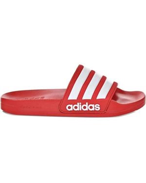 adidas Three-Stripe Cloudfoam Slides - Red