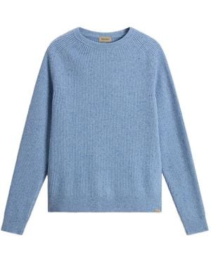 Woolrich クルーネック リブニットセーター - ブルー