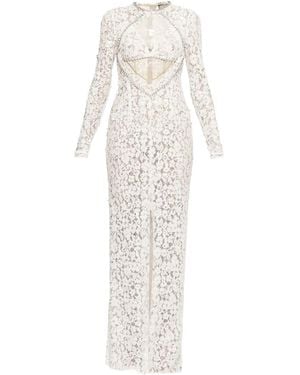 Nissa Sequin-Detail Lace Maxi Dress - White