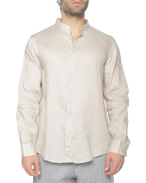 ARMANI EXCHANGE Mandarin-Collar Long-Sleeved Shirt - White