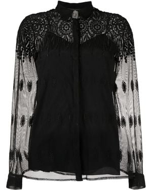 Fabiana Filippi Lace-Detail Semi-Sheer Shirt - Black