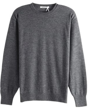 AURALEE Crew-Neck Long-Sleeve Cashmere Sweater - Gray