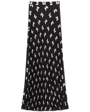 Valentino Garavani Jupe Mi-Longue En Crêpe De Chine Imprimé Butterflow - Noir