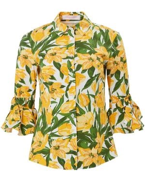 Carolina Herrera Tulip-Print Cotton Shirt - Yellow