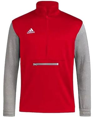 adidas Logo-Print Quarter-Zip Jacket - Red