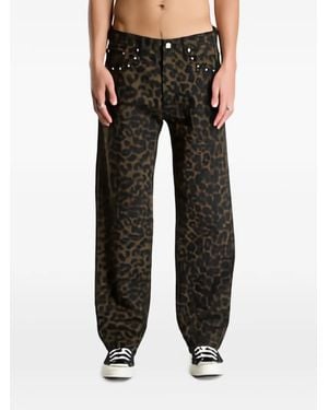 Obey Studded Leopard-Print Jeans - Black