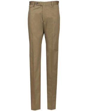 Tagliatore Pressed-Crease Slim-Fit Trousers - Natural