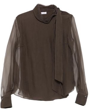 Brunello Cucinelli Bluse Mit Schleifenkragen - Braun