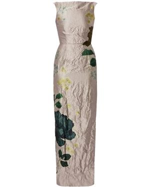 Erdem Margot Floral-Print Crinkled Maxi Dress - Pink