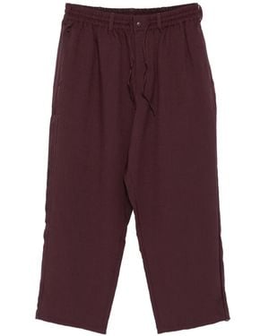 Y-3 Drawstring-Waist Cotton Trousers - Purple