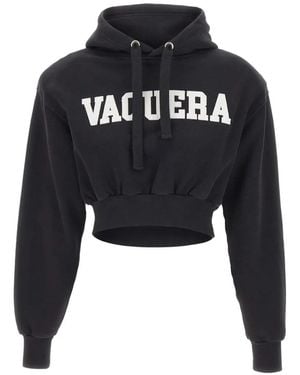VAQUERA Logo-Print Shoulder-Pad Hoodie - Black