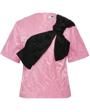 MSGM Diagonal-Ribbon Blouse - Pink