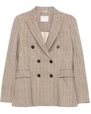 Circolo 1901 Double-Breasted Herringbone Jacket - Natural
