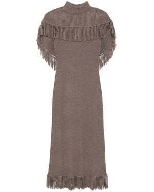 Jonathan Simkhai Fringe-Trim Ribbed-Knit Dress - Brown