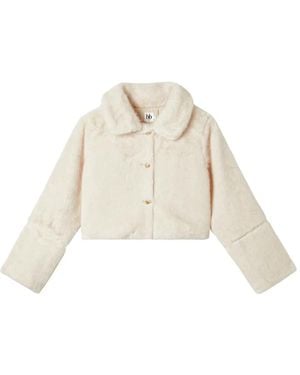 B+ AB Cropped-Jacke Aus Faux Fur - Natur