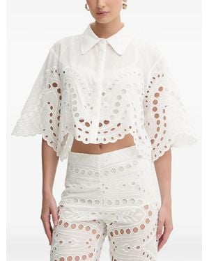 Charo Ruiz Storm Scallop-Trim Eyelet Blouse - White