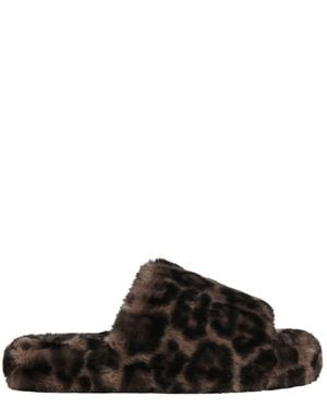 Apparis Leopard-Print Faux Fur Slippers - Black