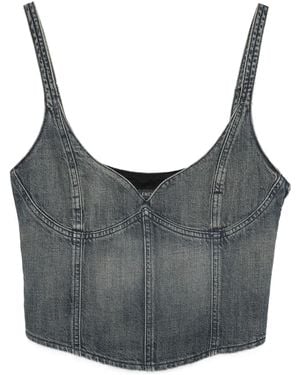 Balenciaga Top vaquero estilo corpiño - Gris