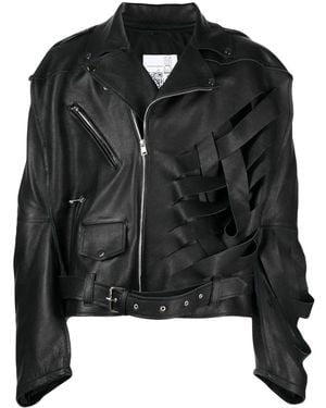 Natasha Zinko Deconstructed Leather Biker Jacket - Black