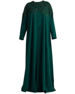 Tadashi Shoji Floral Appliqué Button-Up Dress - Green