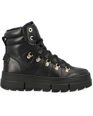 Bogner Lace-Up Leather Ankle Boots - Black