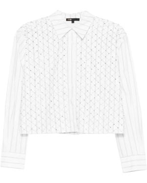 Maje Striped Embellished Shirt - White