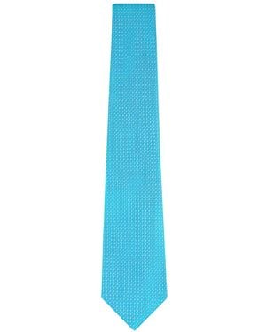 Kiton Geometric-Pattern Silk Tie - Blue