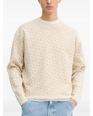 BOSS Pullover mit geometrischem Muster - Natur