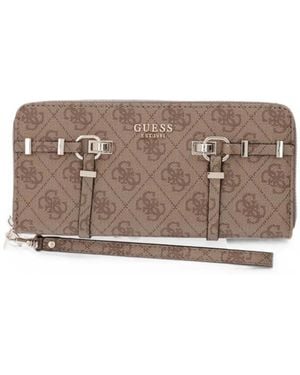 Guess Monogram-Print Buckle-Detail Wallet - Grey