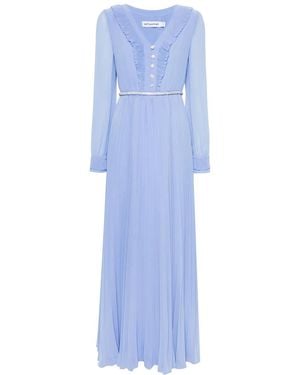 Self-Portrait Maxi Abito In Chiffon - Blue