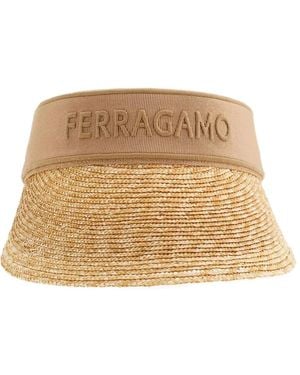 Ferragamo Logo-Embroidered Visor - Natural
