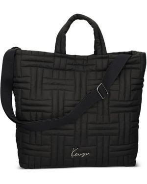 KENZO Bolso shopper con placa del logo - Negro