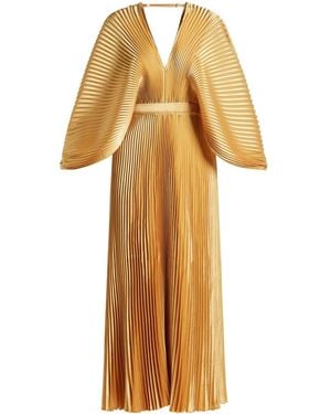 L'idée Fully-pleated V-neck Dress - Yellow
