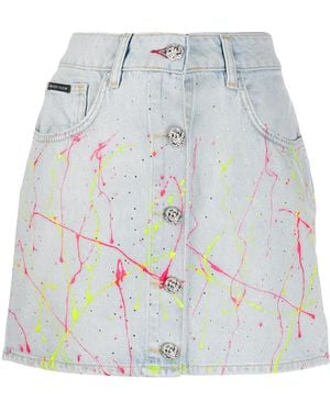 Philipp Plein Hot N' Cold Denim Skirt - Blue