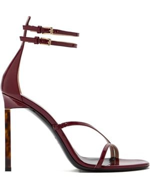 Tom Ford 110Mm Double-Buckle Tortoiseshell-Heel Sandals - Red