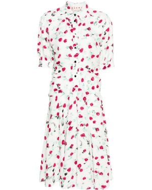 Marni Reverie-Print Crepe Midi Dress - White