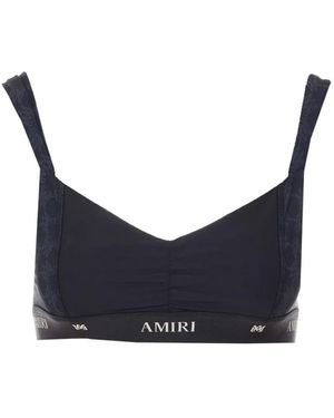 Amiri Patterned Logo Band Sports Bra - Blue