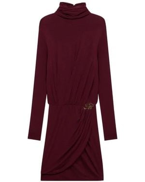 Blumarine Draped Stole-Detail Mini Dress - Purple