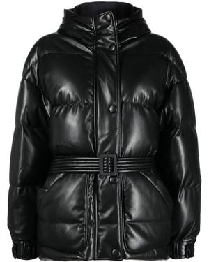 Ienki Ienki Faux-Leather Zip-Up Padded Jacket - Black