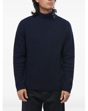 Oliver Lattughi Button-Detail Ribbed-Knit Jumper - Blue