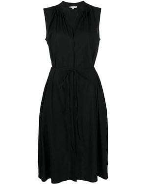 Vince Shirred Band Collar Dress - Black