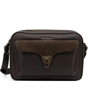 Coccinelle Beat Suede-Panel Cross-Body Bag - Black