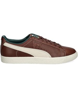PUMA Clyde Leather Lace-Up Sneakers - Brown