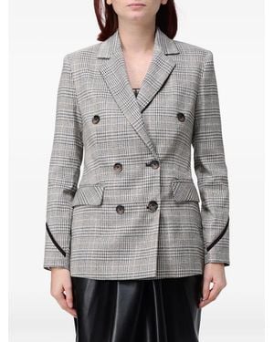 Hanita Check-Pattern Double-Breasted Jacket - Grey